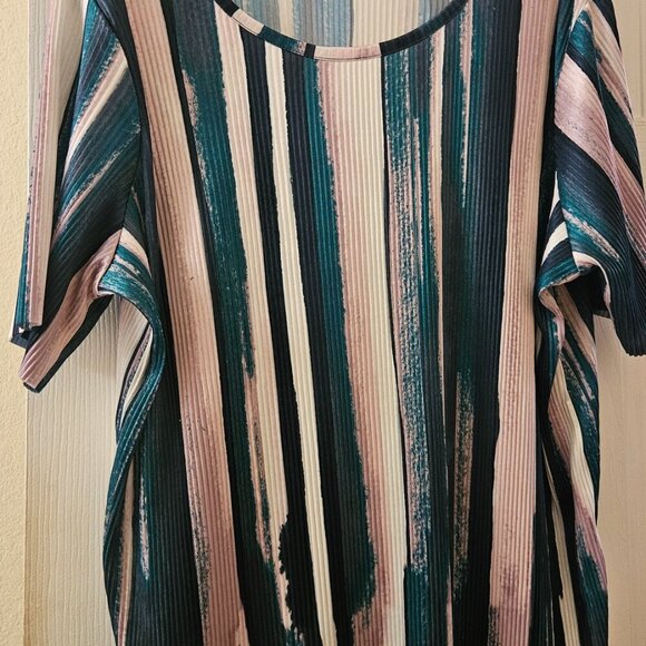 Cuddl Duds super soft lavender Pink multicolor striped short sleeve large - Picture 3 of 8